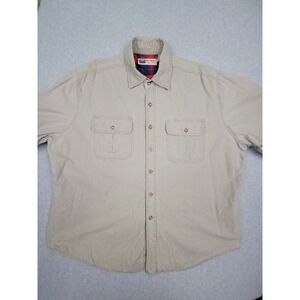 Big Mac Workwear Shirt Mens XL Beige Western Long Sleeve Pockets Button Down